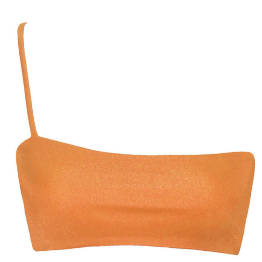 iixiist cannes crop burnt orange metallic seamless bikini top one shoulder frankie swimwear frankii swim frankieswimwear frankieswim 